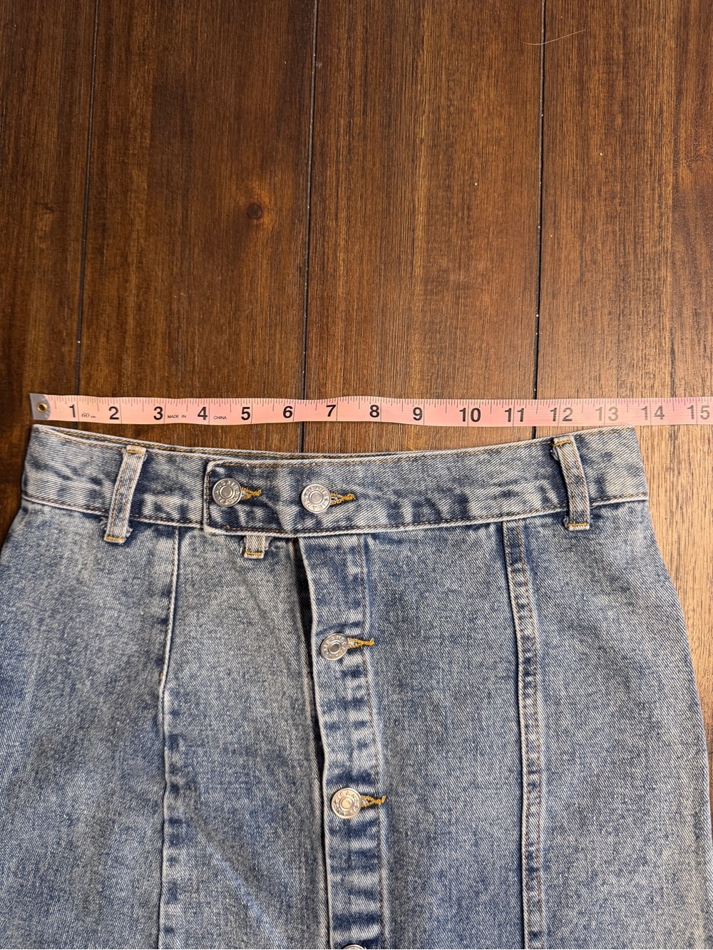 Vestique Lexi Denim Midi Skirt S Button Front High Rise Slit Medium Wash Y2K - Picture 8 of 11